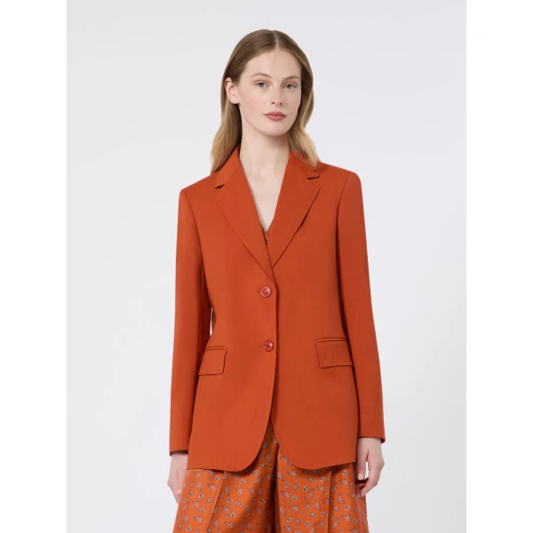 Max Mara Assenzi Single-Breasted Woollen Cloth Jacket in Terra Cotta | Blazers | Coveti