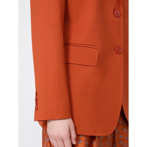 Max Mara Assenzi Single-Breasted Woollen Cloth Jacket in Terra Cotta | Blazers | Coveti
