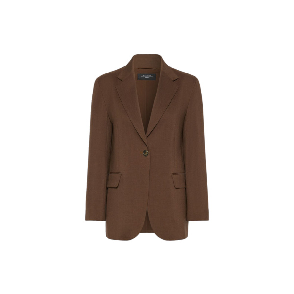 Max Mara Asta Single-Breasted Wool Blazer in Cocoa | Blazers | Coveti