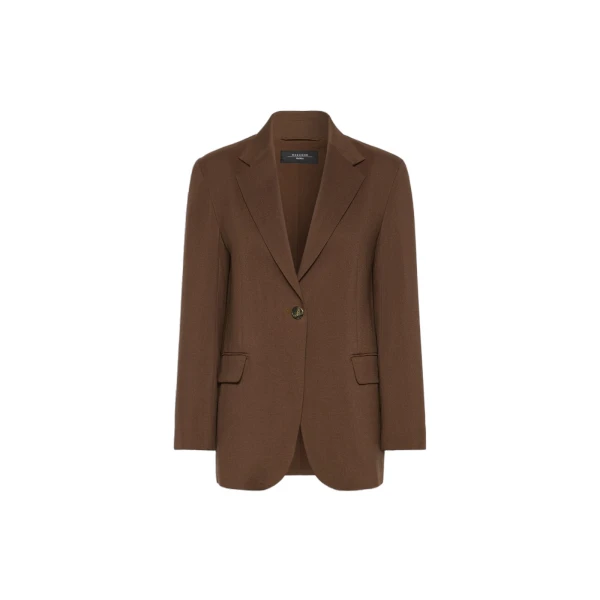 Max Mara Asta Single-Breasted Wool Blazer in Cocoa | Blazers | Coveti