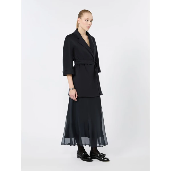 Max Mara Astrale Silk Organza Midi Skirt in Ultramarine | Midi Skirts | Coveti
