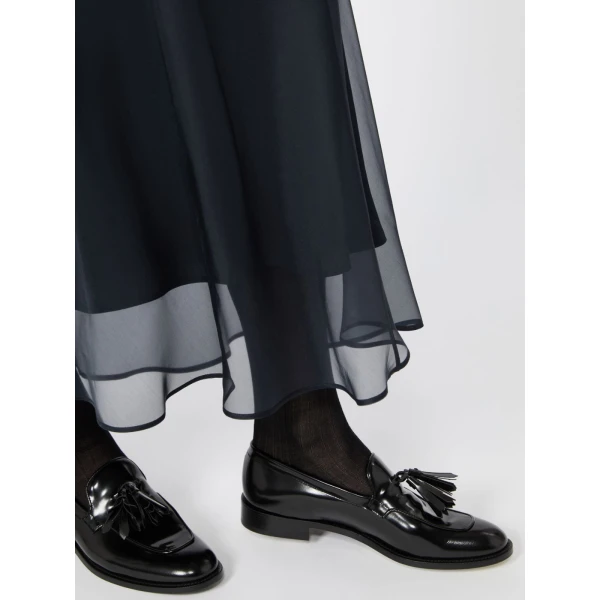 Max Mara Astrale Silk Organza Midi Skirt in Ultramarine | Midi Skirts | Coveti