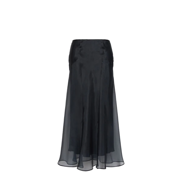 Astrale Silk Organza Midi Skirt in Ultramarine