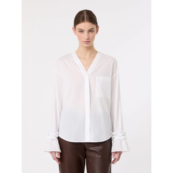 Max Mara Astro Cotton Muslin Shirt in White | Shirts | Coveti