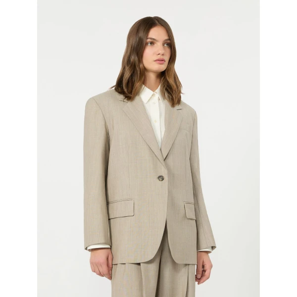 Max Mara Attila Oversized Wool Cloth Blazer in Hazelnut Brown | Blazers | Coveti