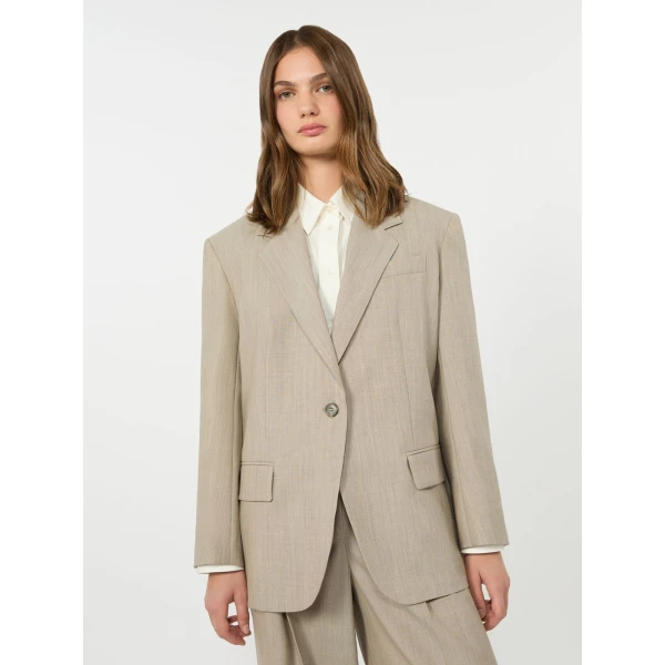 Max Mara Attila Oversized Wool Cloth Blazer in Hazelnut Brown | Blazers | Coveti