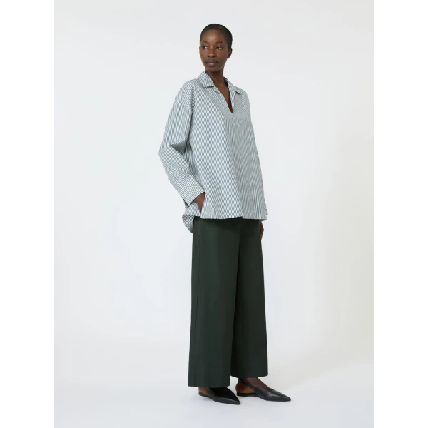Max Mara Aureo Cotton Poplin Wide-Leg Joggers in Green | Sweatpants | Coveti