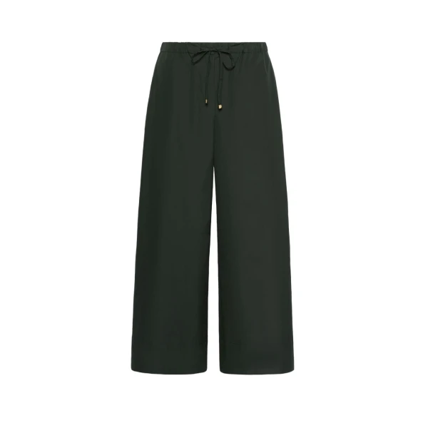 Aureo Cotton Poplin Wide-Leg Joggers in Green