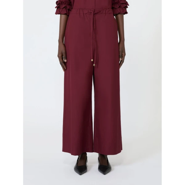 Max Mara Aureo Cotton Poplin Wide-Leg Joggers in Ruby | Sweatpants | Coveti