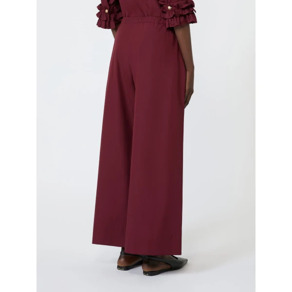 Max Mara Aureo Cotton Poplin Wide-Leg Joggers in Ruby | Sweatpants | Coveti