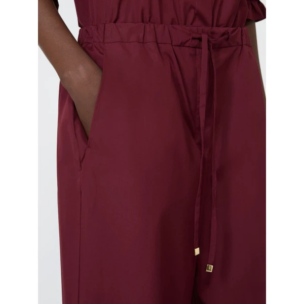 Max Mara Aureo Cotton Poplin Wide-Leg Joggers in Ruby | Sweatpants | Coveti