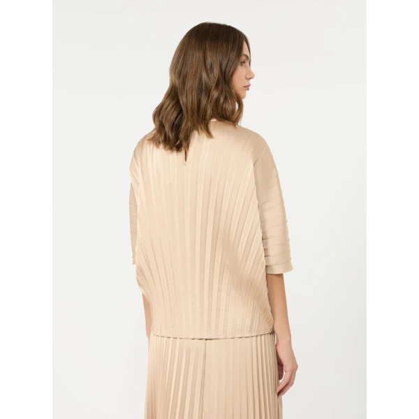 Max Mara Aureo Pleated Satin Blouse in Antique Rose | Blouse | Coveti