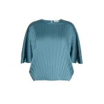 Max Mara Aureo Pleated Satin Blouse in Blue Azure | Blouse | Coveti
