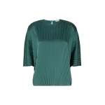 Max Mara Aureo Pleated Satin Blouse in Dark Green | Blouse | Coveti