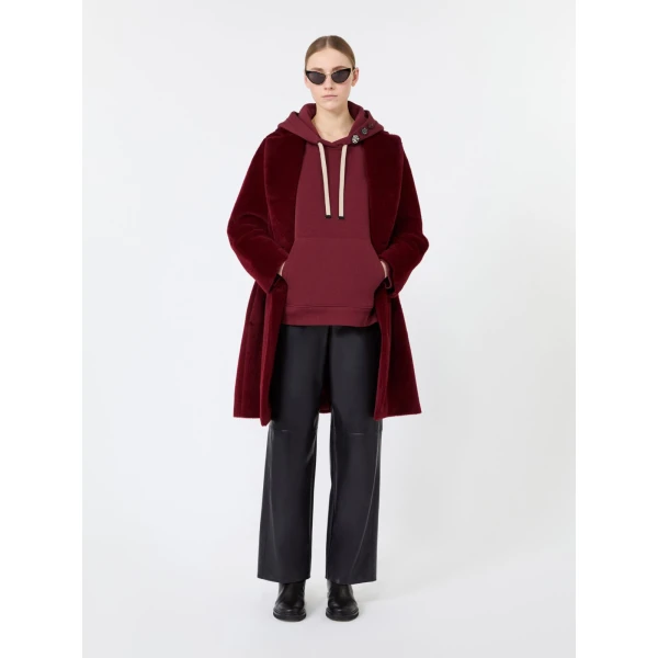 Max Mara Aurora Brushed Jersey Hoodie in Bordeaux | Sweaters | Coveti