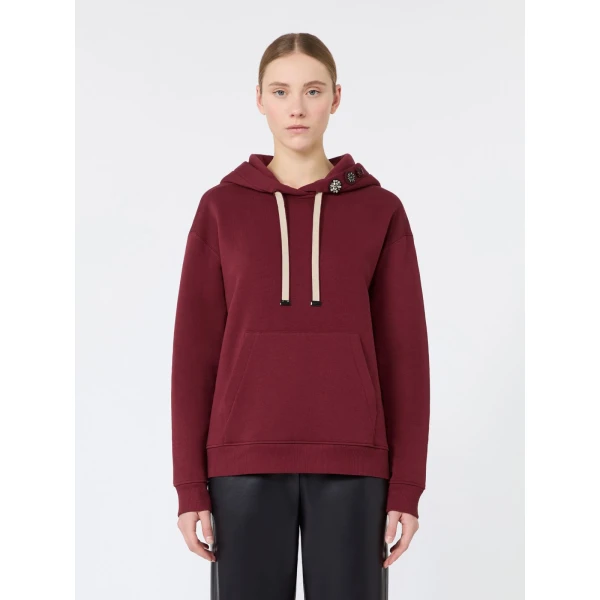 Max Mara Aurora Brushed Jersey Hoodie in Bordeaux | Sweaters | Coveti