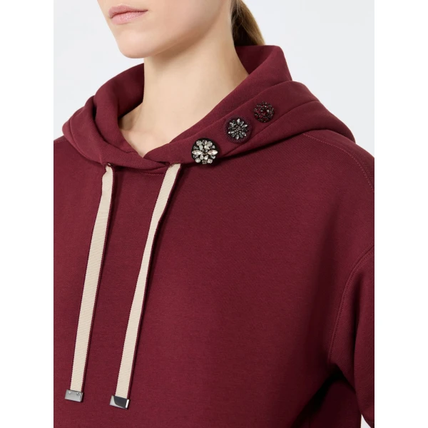 Max Mara Aurora Brushed Jersey Hoodie in Bordeaux | Sweaters | Coveti