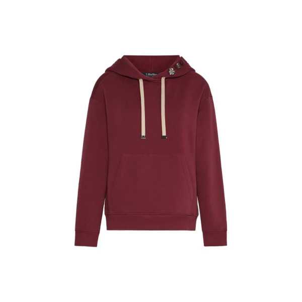 Max Mara Aurora Brushed Jersey Hoodie in Bordeaux | Sweaters | Coveti