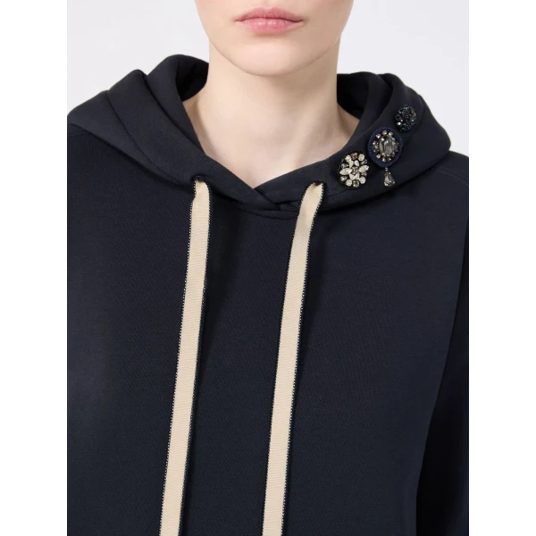 Max Mara Aurora Brushed Jersey Hoodie in Ultramarine | Sweaters | Coveti