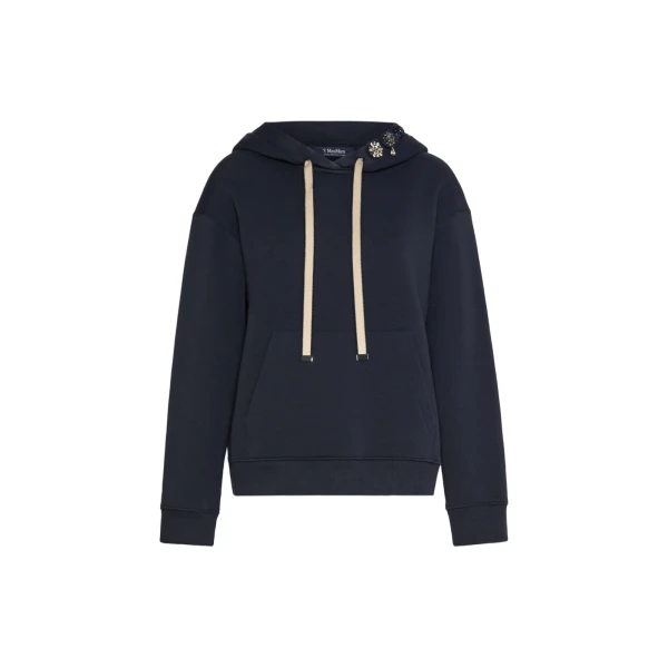 Max Mara Aurora Brushed Jersey Hoodie in Ultramarine | Sweaters | Coveti