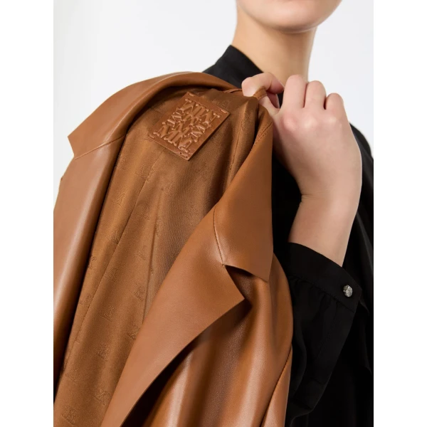 Max Mara Avenue Single-Breasted Nappa Leather Jacket in Tobacco | Leather Jackets | Coveti