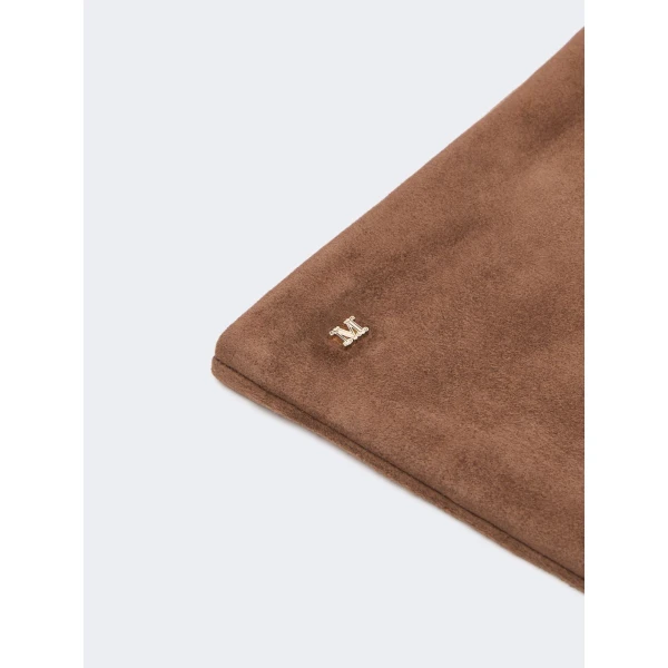 Max Mara Azzurro Extra Long Suede Gloves in Brown | Gloves | Coveti