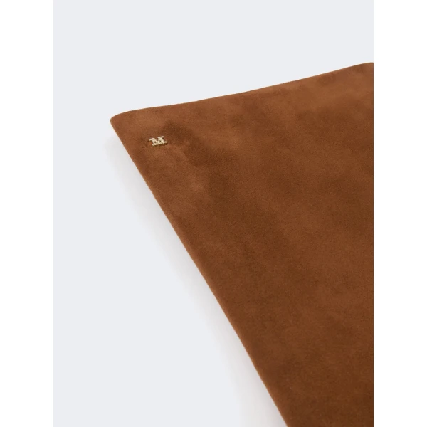 Max Mara Azzurro Extra Long Suede Gloves in Orange | Gloves | Coveti