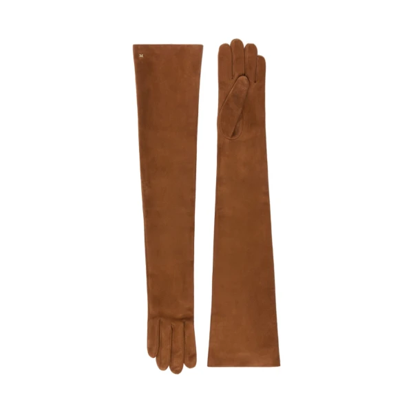 Azzurro Extra Long Suede Gloves in Orange