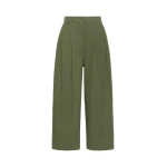 Max Mara Bacca Washed Cotton Wide-Leg Trousers in Khaki | Wide leg pants | Coveti