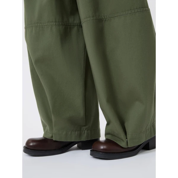 Max Mara Bacca Washed Cotton Wide-Leg Trousers in Khaki | Wide leg pants | Coveti