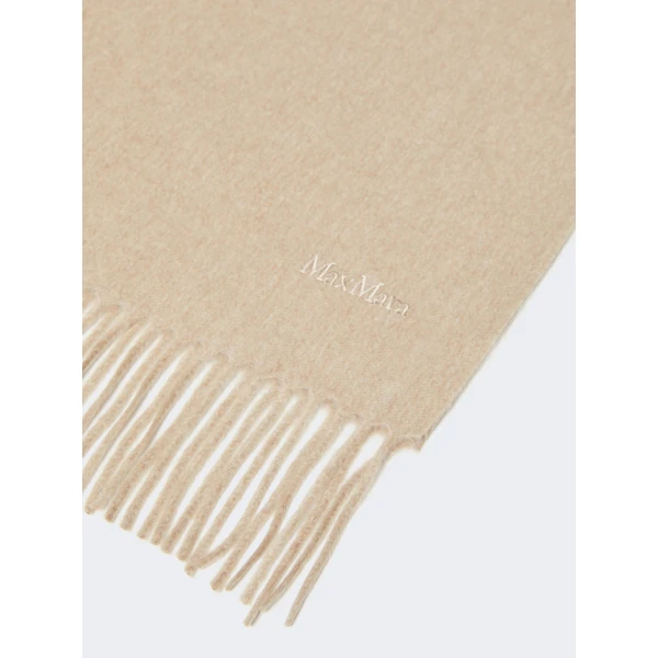 Max Mara Baci Cashmere Logo Stole in Beige | Scarves | Coveti