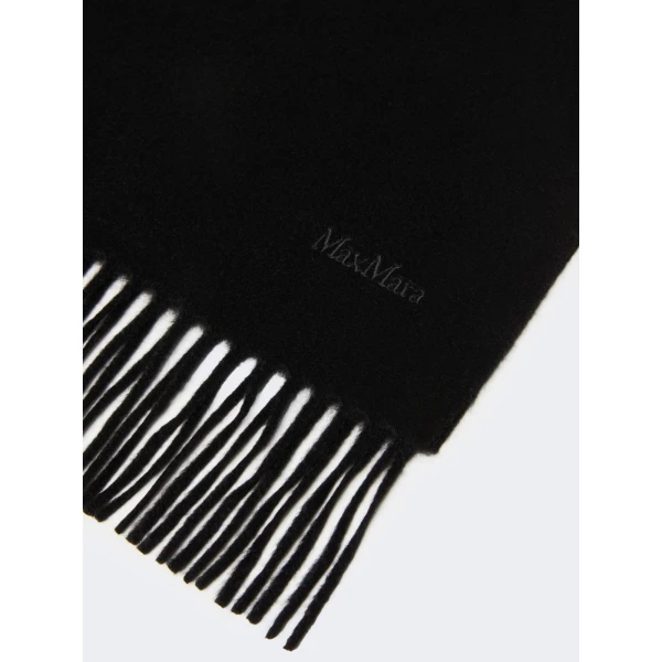 Max Mara Baci Cashmere Logo Stole in Black | Scarves | Coveti