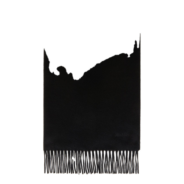 Max Mara Baci Cashmere Logo Stole in Black | Scarves | Coveti