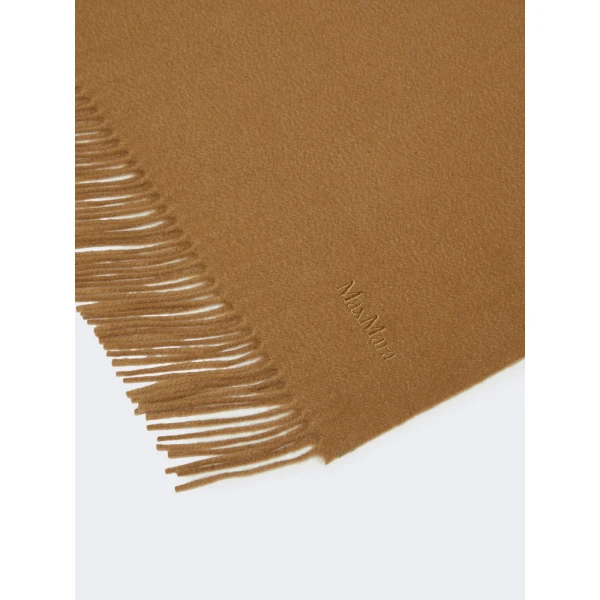 Max Mara Baci Cashmere Logo Stole in Camel | Scarves | Coveti