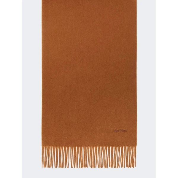 Max Mara Baci Cashmere Logo Stole in Tobacco | Scarves | Coveti