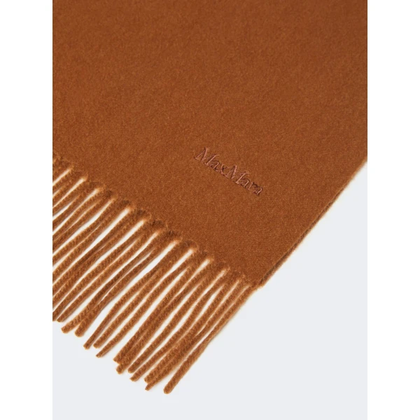 Max Mara Baci Cashmere Logo Stole in Tobacco | Scarves | Coveti