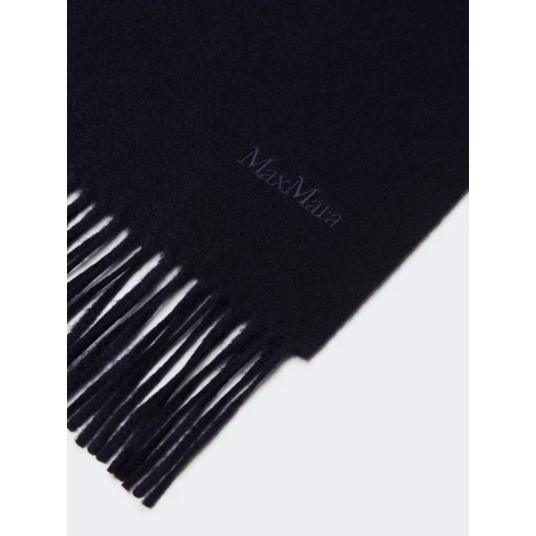 Max Mara Baci Cashmere Logo Stole in Ultramarine | Scarves | Coveti