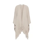 Max Mara Bacini Wool and Cashmere Fringed Cape in Beige | Jackets | Coveti