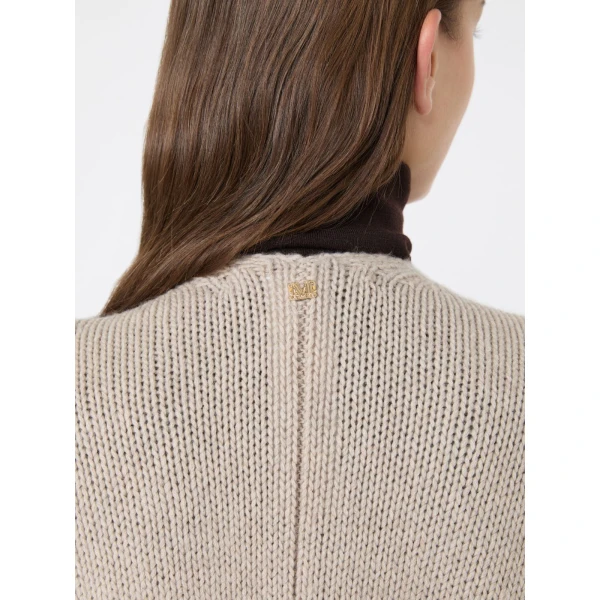 Max Mara Bacini Wool and Cashmere Fringed Cape in Beige | Jackets | Coveti