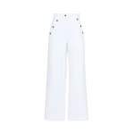 Max Mara Badesse Cotton Bull Denim Wide-Leg Trousers in White | Denim | Coveti