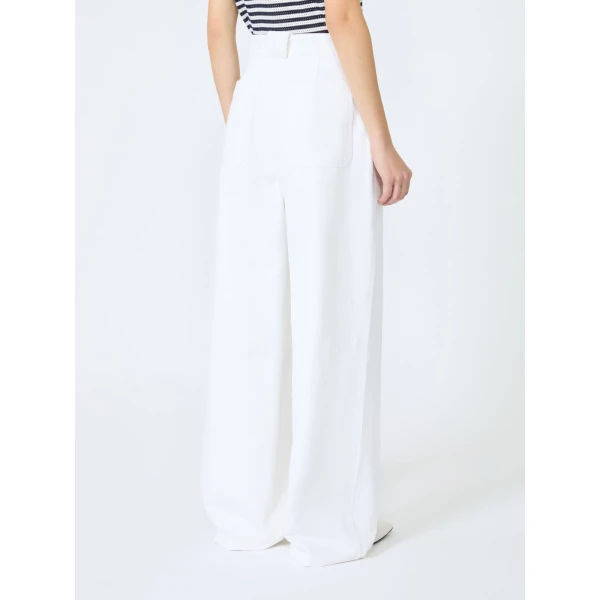 Max Mara Badesse Cotton Bull Denim Wide-Leg Trousers in White | Denim | Coveti