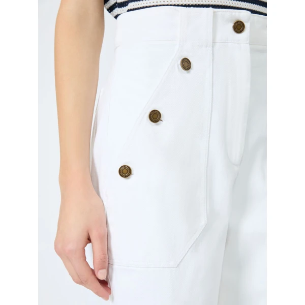 Max Mara Badesse Cotton Bull Denim Wide-Leg Trousers in White | Denim | Coveti