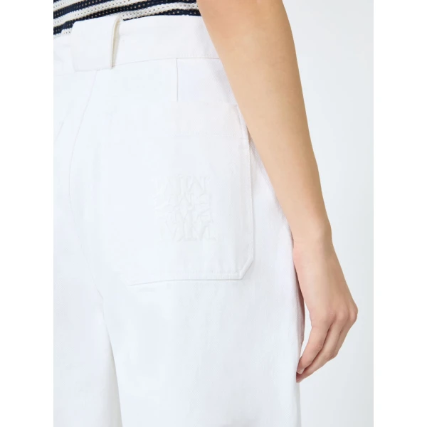 Max Mara Badesse Cotton Bull Denim Wide-Leg Trousers in White | Denim | Coveti