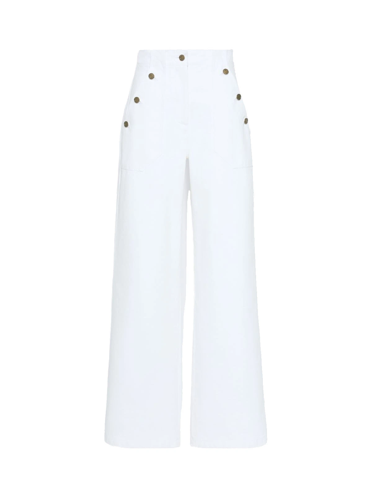 Max Mara Badesse Cotton Bull Denim Wide-Leg Trousers in White Max Mara Badesse Cotton Bull Denim Wide-Leg Trousers in White | Denim | Coveti