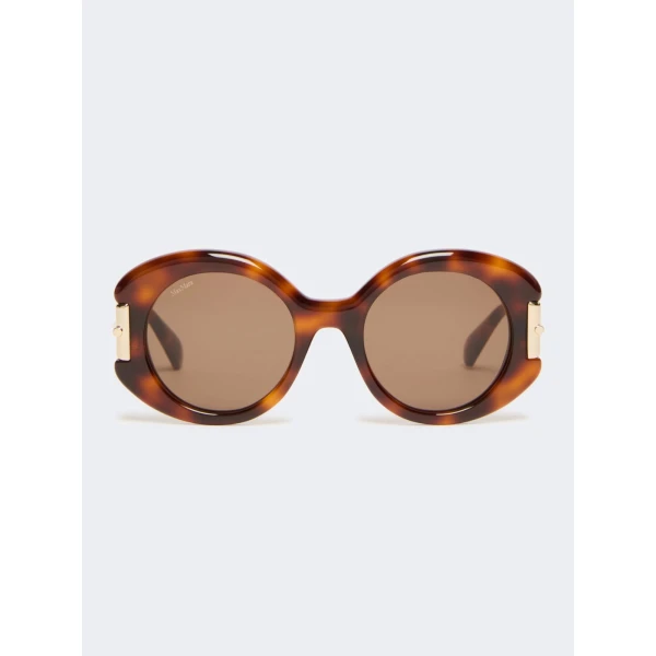 Max Mara Badia Round Acetate Glasses in Tawny Bronze Brown | Sunglasses | Coveti