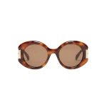 Max Mara Badia Round Acetate Glasses in Tawny Bronze Brown | Sunglasses | Coveti