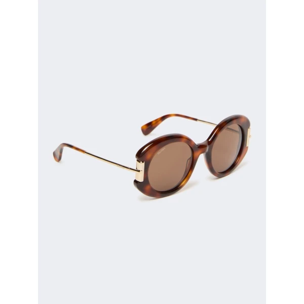 Max Mara Badia Round Acetate Glasses in Tawny Bronze Brown | Sunglasses | Coveti