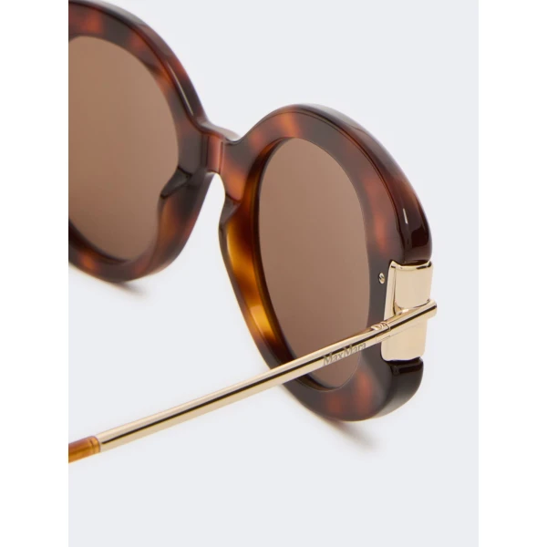 Max Mara Badia Round Acetate Glasses in Tawny Bronze Brown | Sunglasses | Coveti