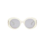 Max Mara Badia Round Acetate Glasses in White | Sunglasses | Coveti