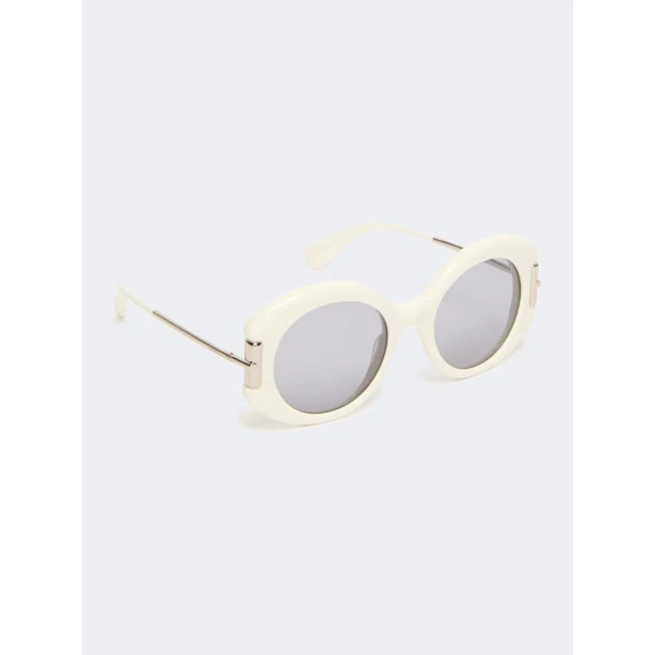 Max Mara Badia Round Acetate Glasses in White | Sunglasses | Coveti